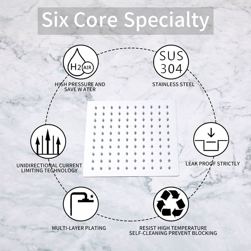 GGStudy Square 8 Inch Square Stainless Steel Shower Head - Rain Style Shower Head Chrome - Image 4